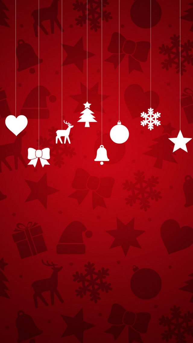 Red background white christmas decorations free wallpaper - medium preview image