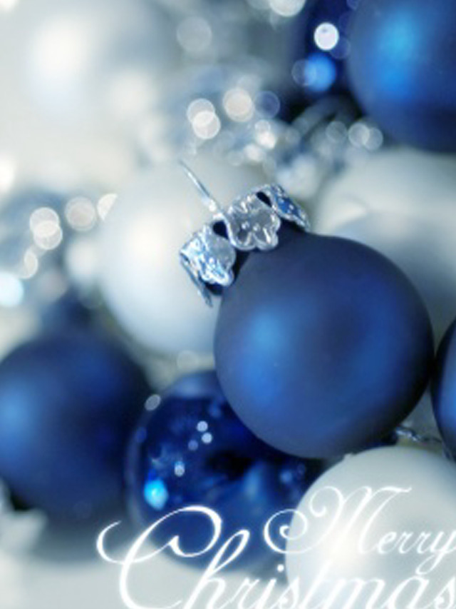 Blue white ornaments table merry free wallpaper - medium preview image