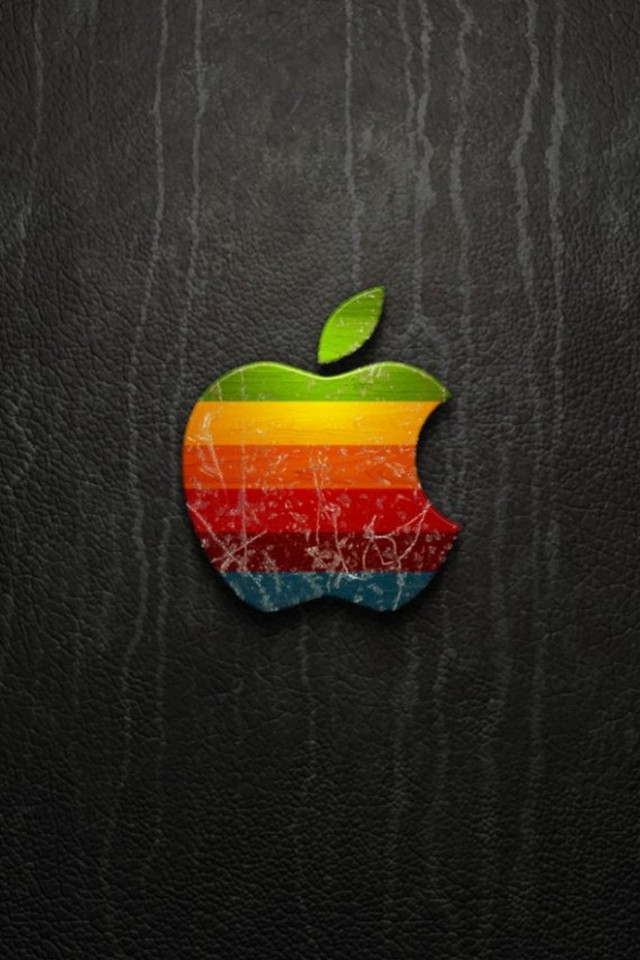 Apple logo black leather rainbow #3 free wallpaper - medium preview image