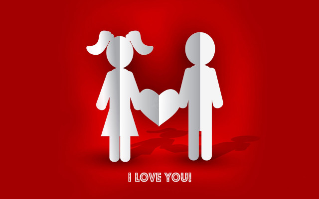 Paper cutout couple holding hands free wallpaper - medium preview image
