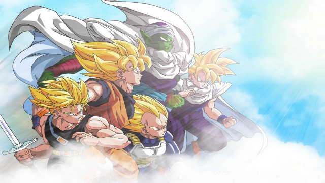 Dragon ball characters clouds swords free wallpaper - medium preview image