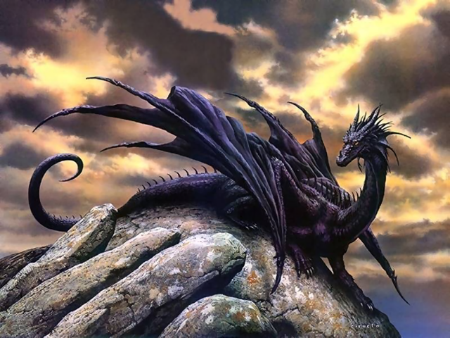 Dragon rock ocean cloudy sky free wallpaper - medium preview image