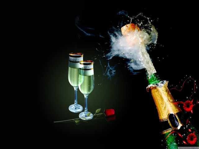 Champagne flutes wine bottle rose free wallpaper - medium preview image