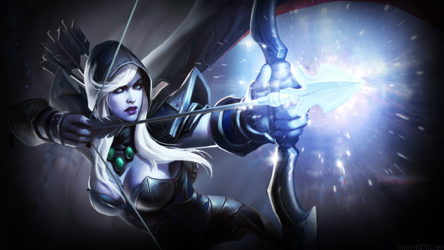 Woman bow arrow glowing light free wallpaper - medium preview image