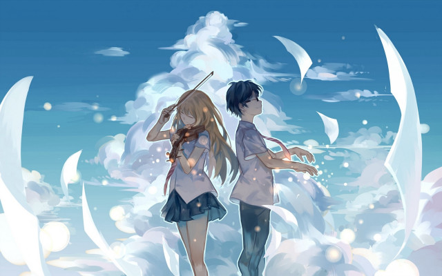 Anime characters blue sky clouds #4 free wallpaper - medium preview image