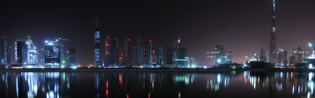 City skyline tall buildings nighttime #16 free wallpaper - medium preview image