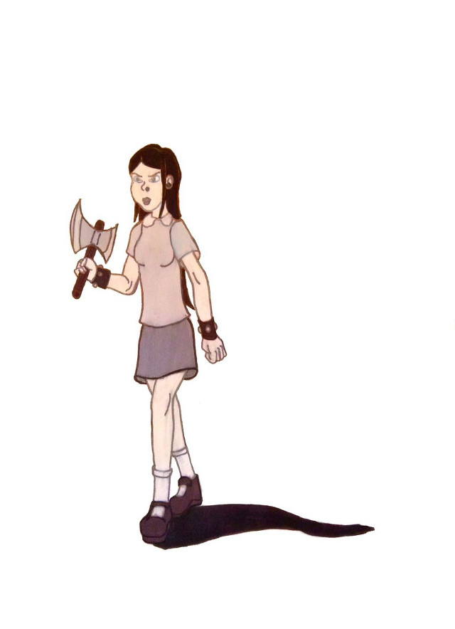 Girl holding giant axe small free wallpaper - medium preview image