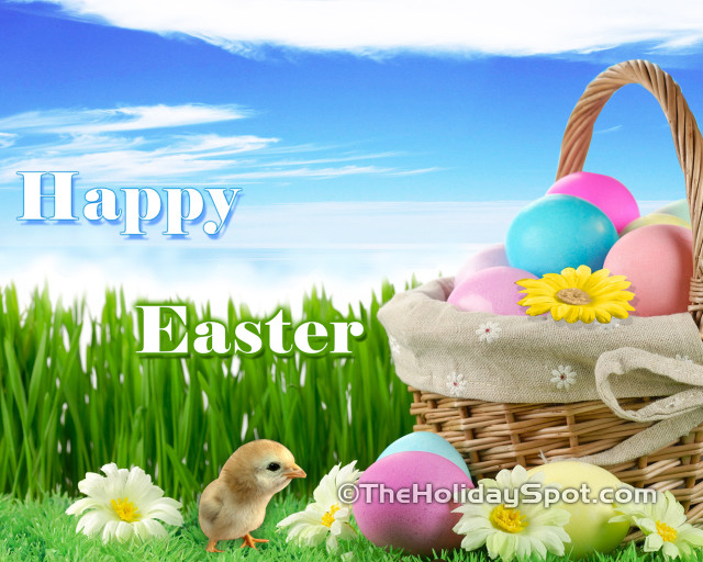 Basket eggs duck grass blue free wallpaper - medium preview image