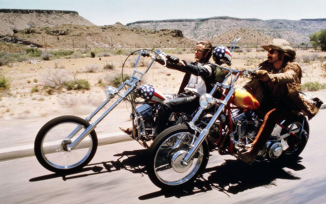 Motorcycle ride desert mountains two free wallpaper - medium preview image