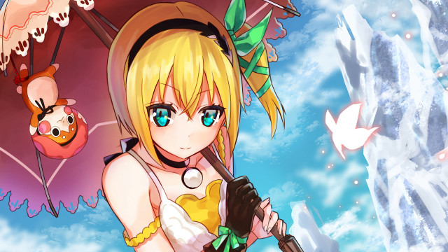 Girl hat cane cartoon bird free wallpaper - medium preview image