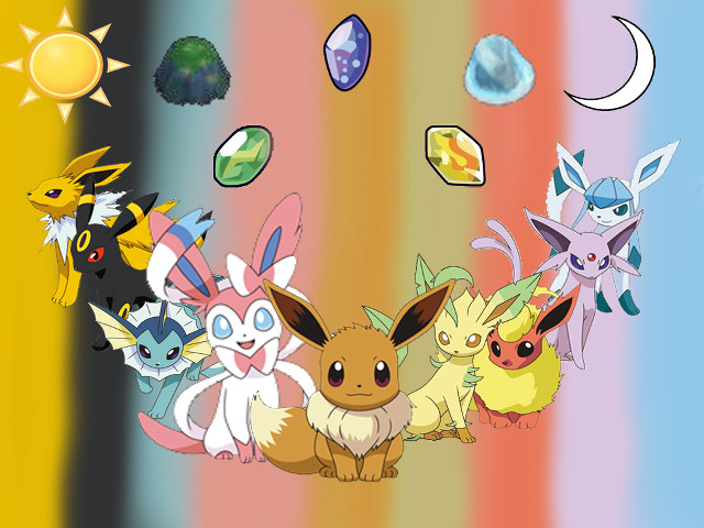 Pokemon group rainbow background sun free wallpaper - medium preview image