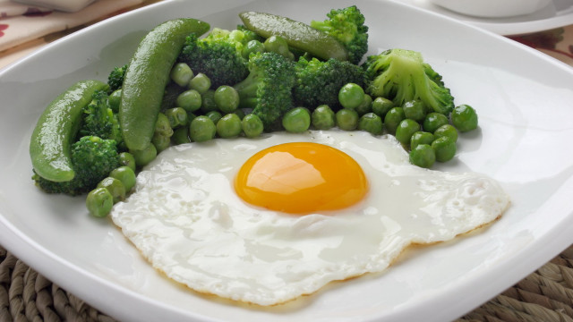 Fried egg vegetables coffee food free wallpaper - medium preview image