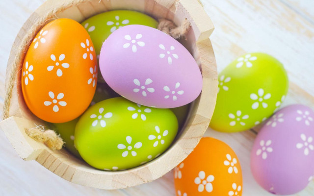 Basket filled colorful easter eggs free wallpaper - medium preview image