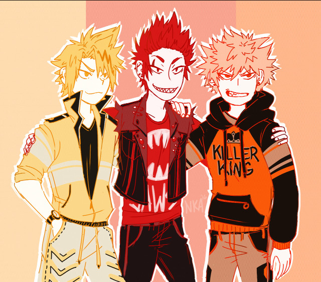 Three anime characters standing side free wallpaper - medium preview image