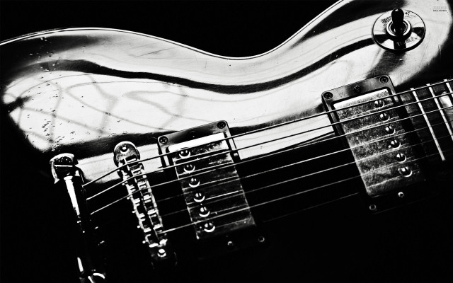 Black white guitar shiny fret free wallpaper - medium preview image
