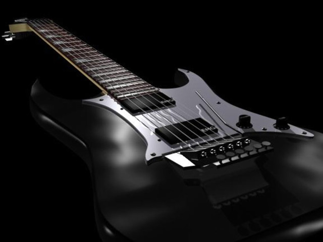 Black guitar black background 3d free wallpaper - medium preview image