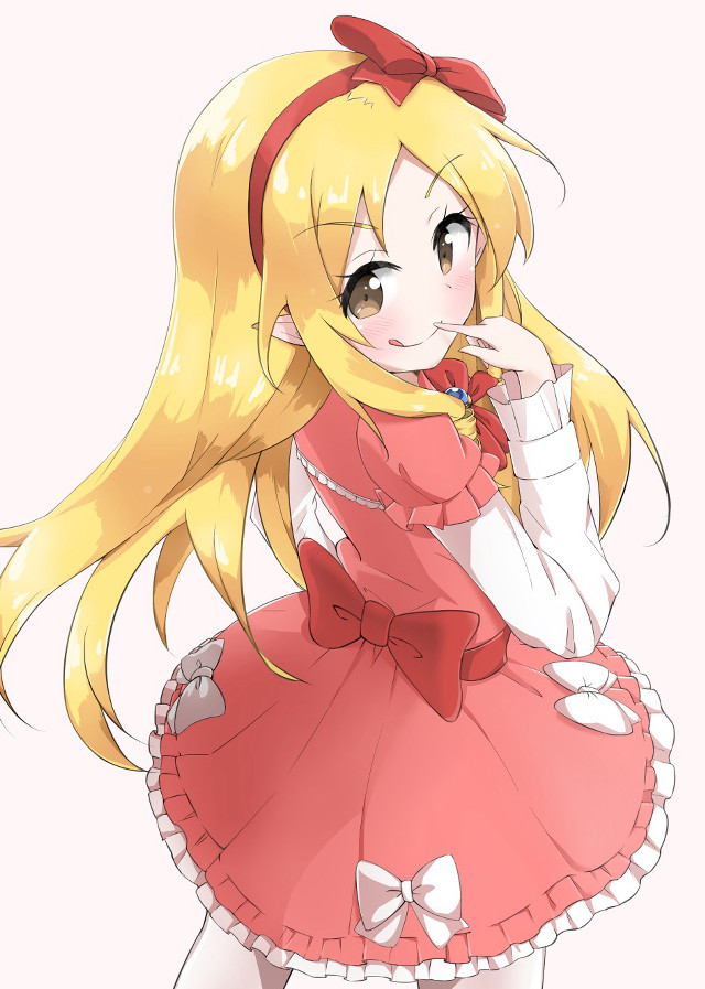 Girl red dress bow kawaii free wallpaper for mobile - medium preview image