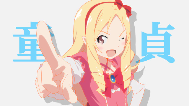 Blonde girl pointing cartoon chinese free wallpaper - medium preview image