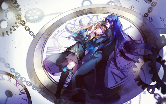 Anime couple clock gears characters free wallpaper - medium preview image