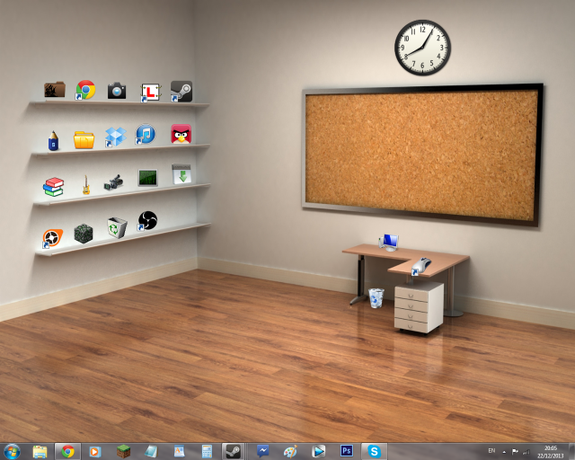 Room desk clock corkboard minimalism free wallpaper - medium preview image