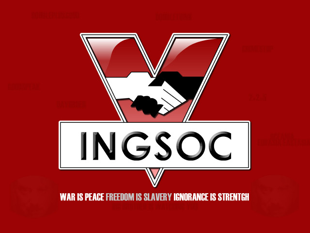 Red background logo ingsoc dystopian free wallpaper - medium preview image