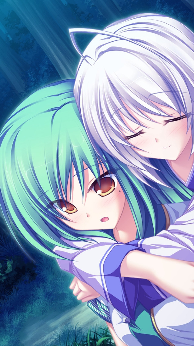 Anime hug rain forest starry free wallpaper - medium preview image