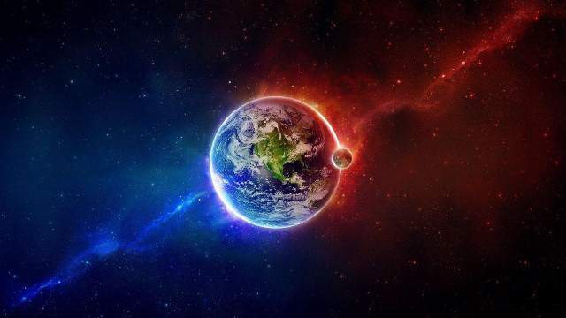 Blue red planet space art free wallpaper - medium preview image