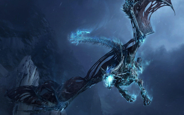 Dragon blue lights flying dark free wallpaper - medium preview image