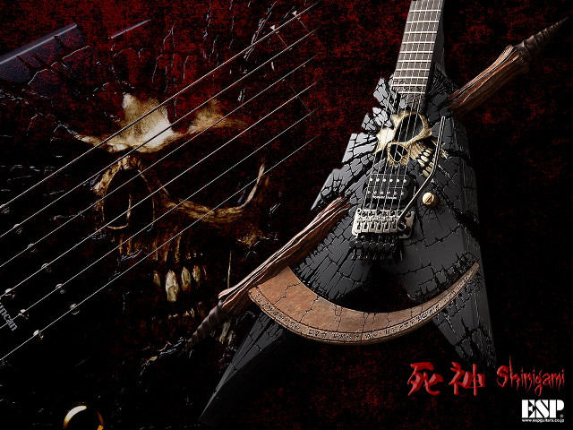 Guitar skull head neck strings free wallpaper - medium preview image