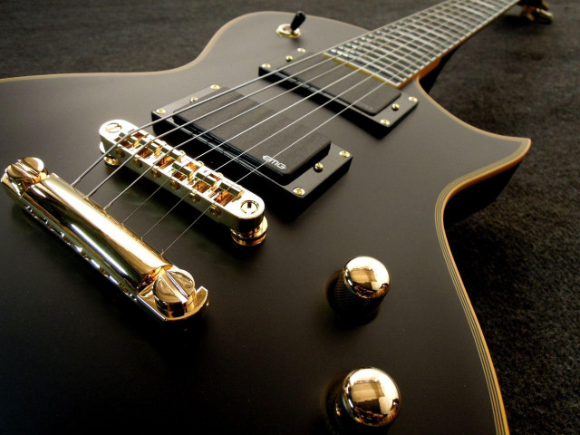 Black guitar gold neck gothic free wallpaper - medium preview image
