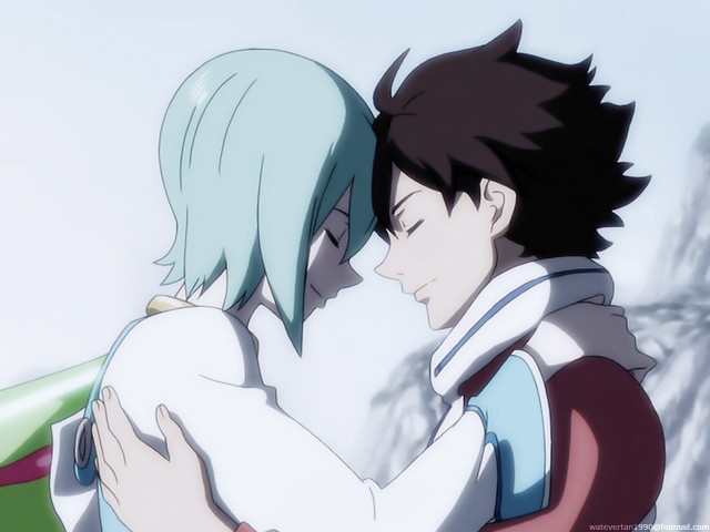 Couple hugging snowy background trees free wallpaper - medium preview image