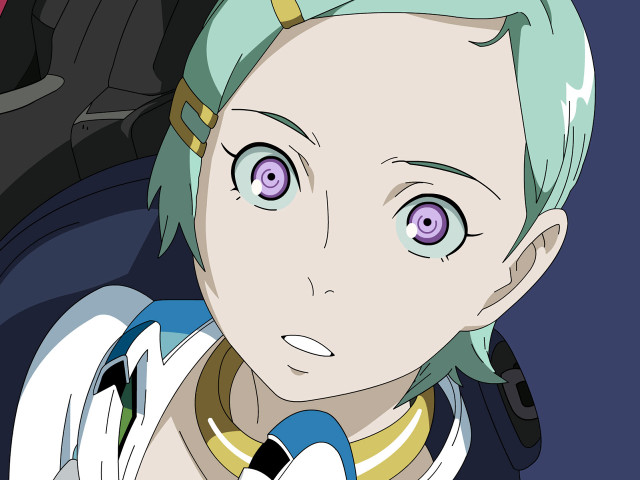Bluehair greeneyes serious anime eureka free wallpaper - medium preview image