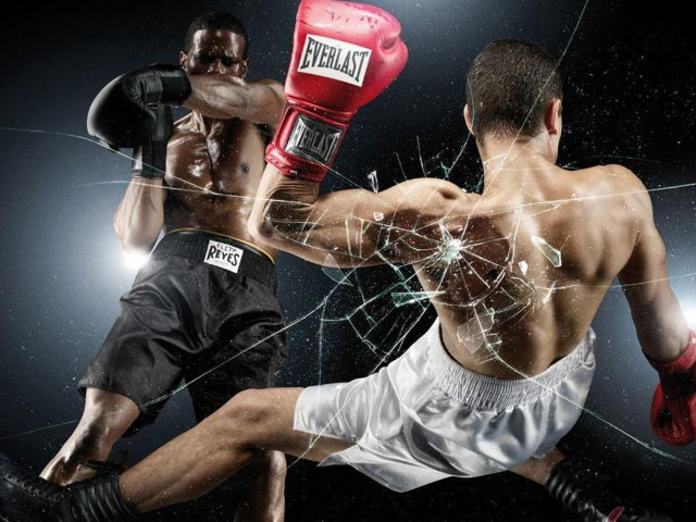 Two men boxing ring shattered free wallpaper - medium preview image
