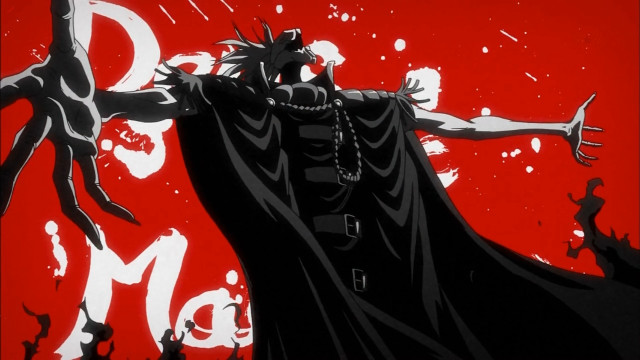 Man black robe red background free wallpaper - medium preview image
