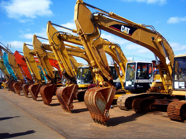 Yellow construction machines cement road free wallpaper for desktop - medium preview image