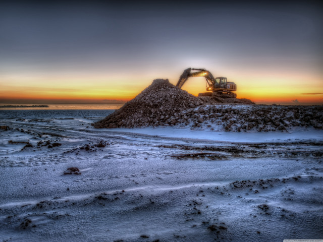 Dirt pile snow field ocean free wallpaper - medium preview image