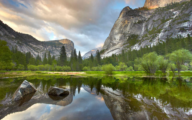 Mountain lake trees cloudy sky #11 free wallpaper - medium preview image