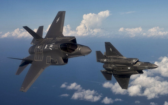 Fighter jet flying sky above free wallpaper - medium preview image