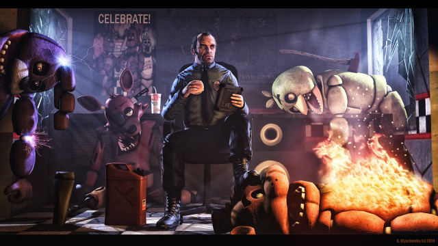 Man chair room fire strange free wallpaper - medium preview image
