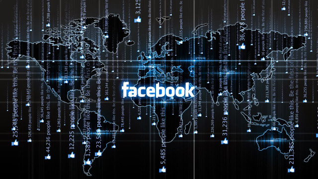 Worldmap facebook logo darkbackground bluelines free wallpaper - medium preview image