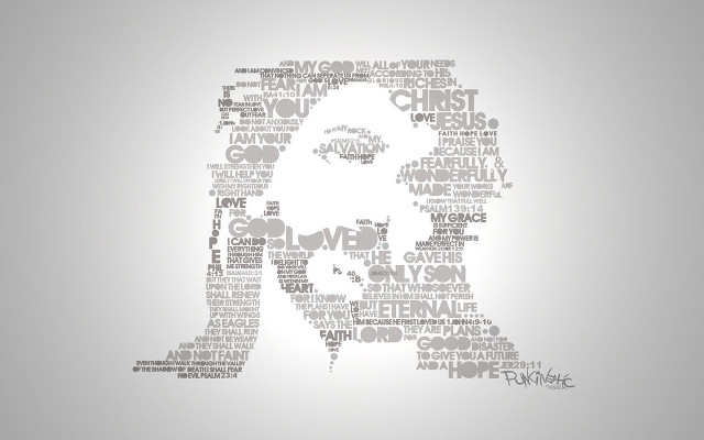 Man face jesus words gray free wallpaper - medium preview image