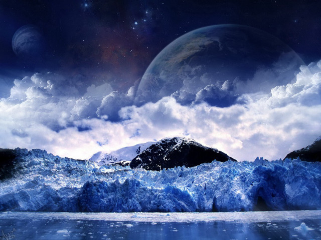 Iceberg ocean mountain range moon free wallpaper - medium preview image