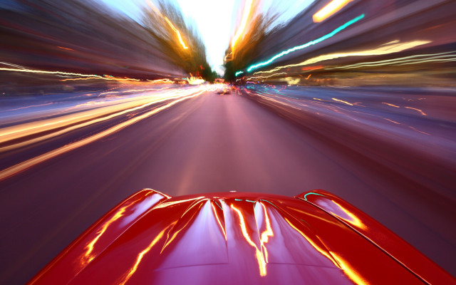 Blurry car night street headlights free wallpaper for desktop - medium preview image