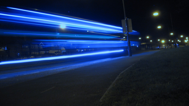 Blurry night street traffic light free wallpaper - medium preview image