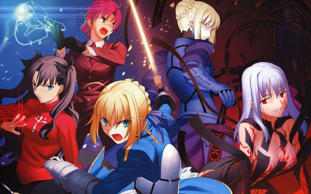 Anime characters swords line group free wallpaper - medium preview image