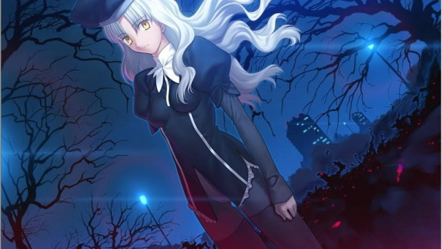 White hair woman forest night free wallpaper - medium preview image