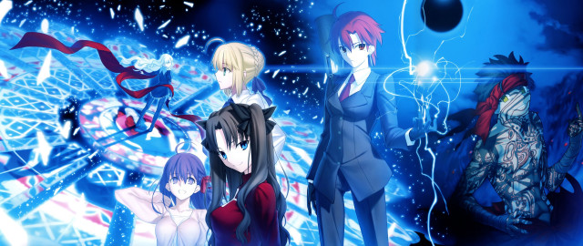 Anime characters blue background lightning #2 free wallpaper - medium preview image