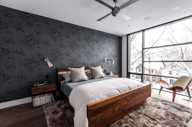 Bedroom large window wooden frame free wallpaper - medium preview image