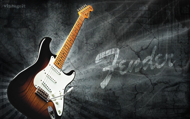 Guitar black body brown neck free wallpaper - medium preview image