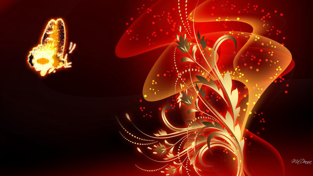 Red yellow fracta butterfly flower free wallpaper - medium preview image